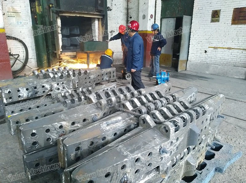 Production of crawler track pads for Liebherr LR11350